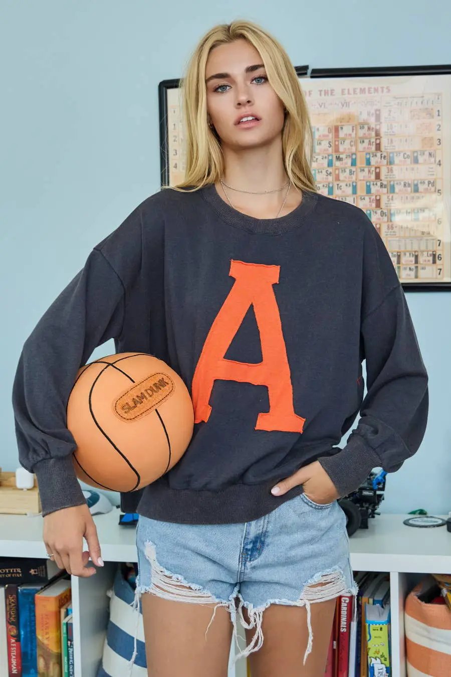 Oddi Oddi ‘Give Me An A’ Acid Washed Gameday Sweatshirt - Sweatshirts A sweatshirt