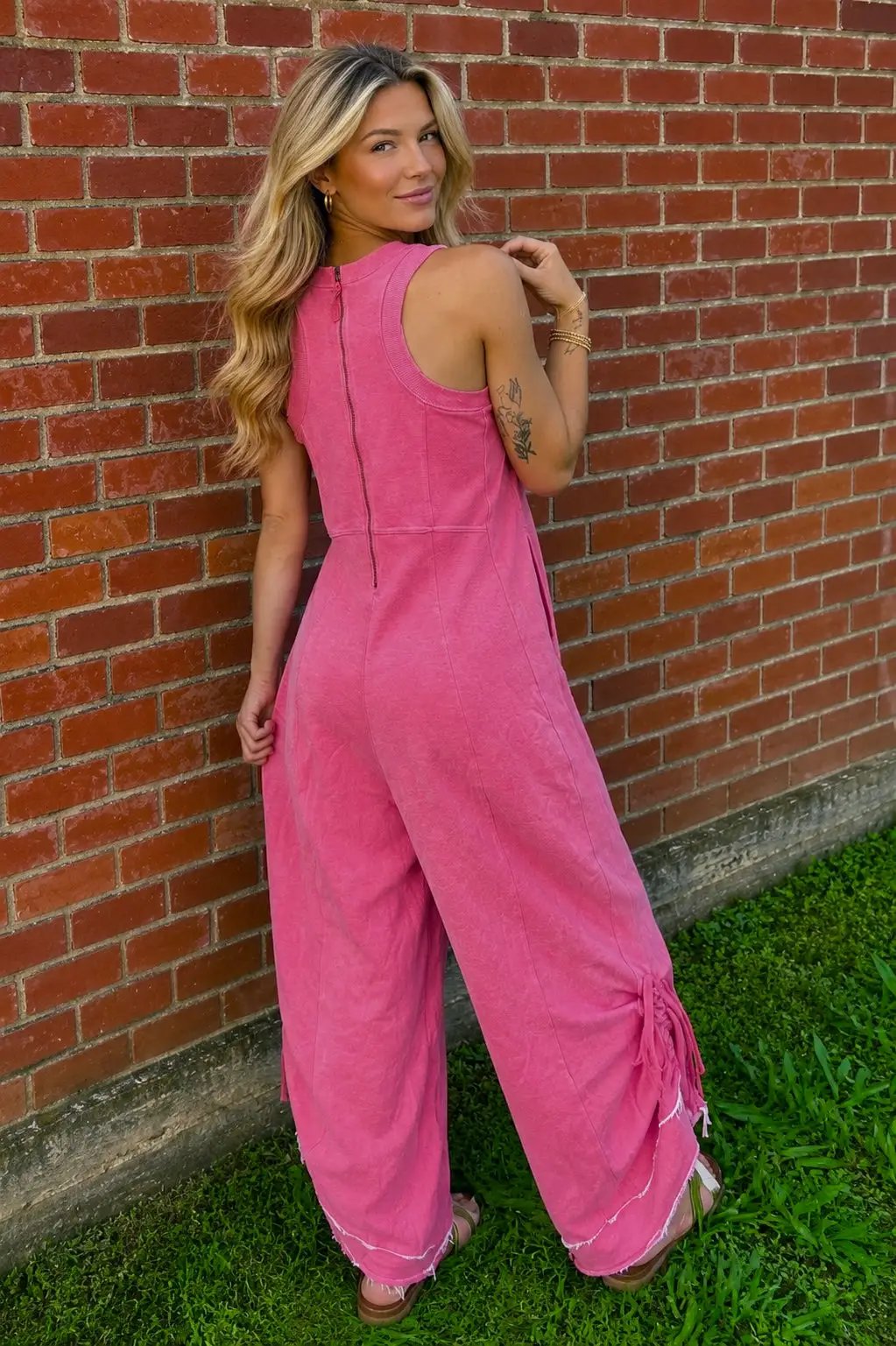 Davi & Dani The Coral Crush Wide Leg Jumpsuit - One-Pieces