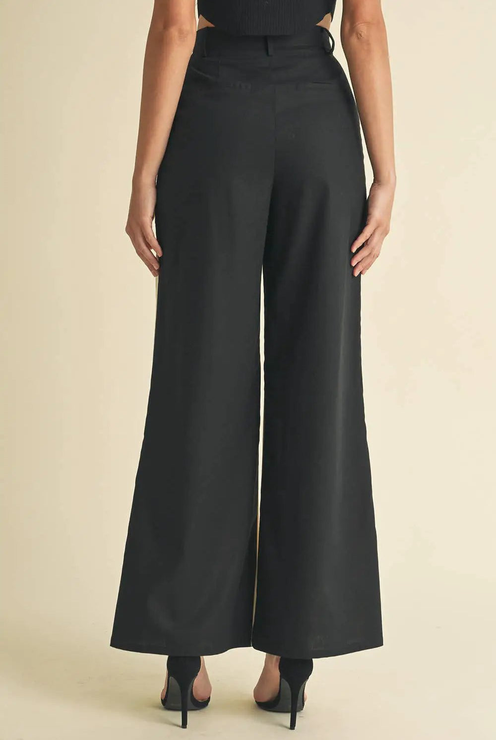 Endless Blu Endless Blu Black/Almond Color Block Linen Trouser Pants - Pants