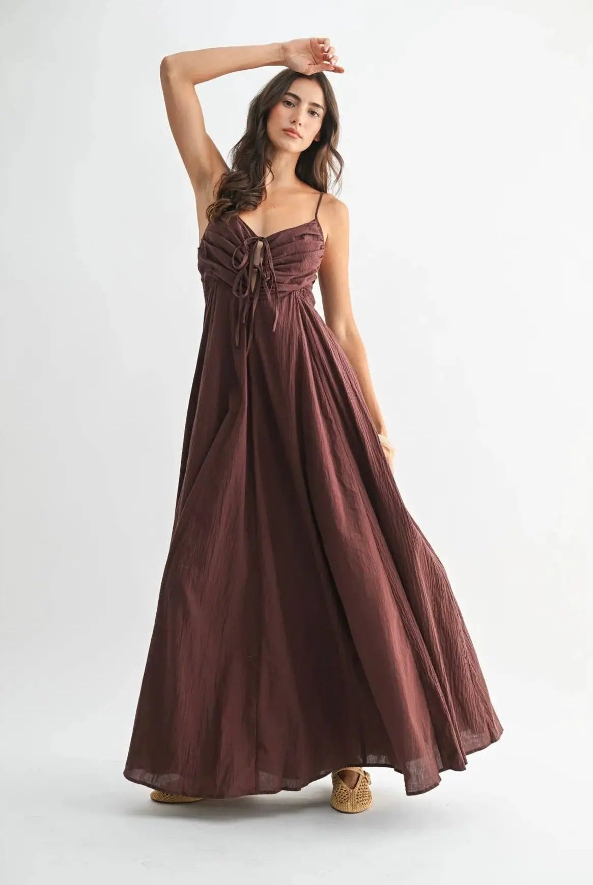 Camellia The Bordeaux Grace Ruched Maxi Dress - Dresses