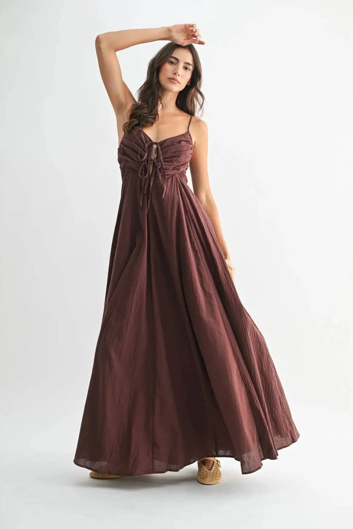 Camellia The Bordeaux Grace Ruched Maxi Dress - Dresses