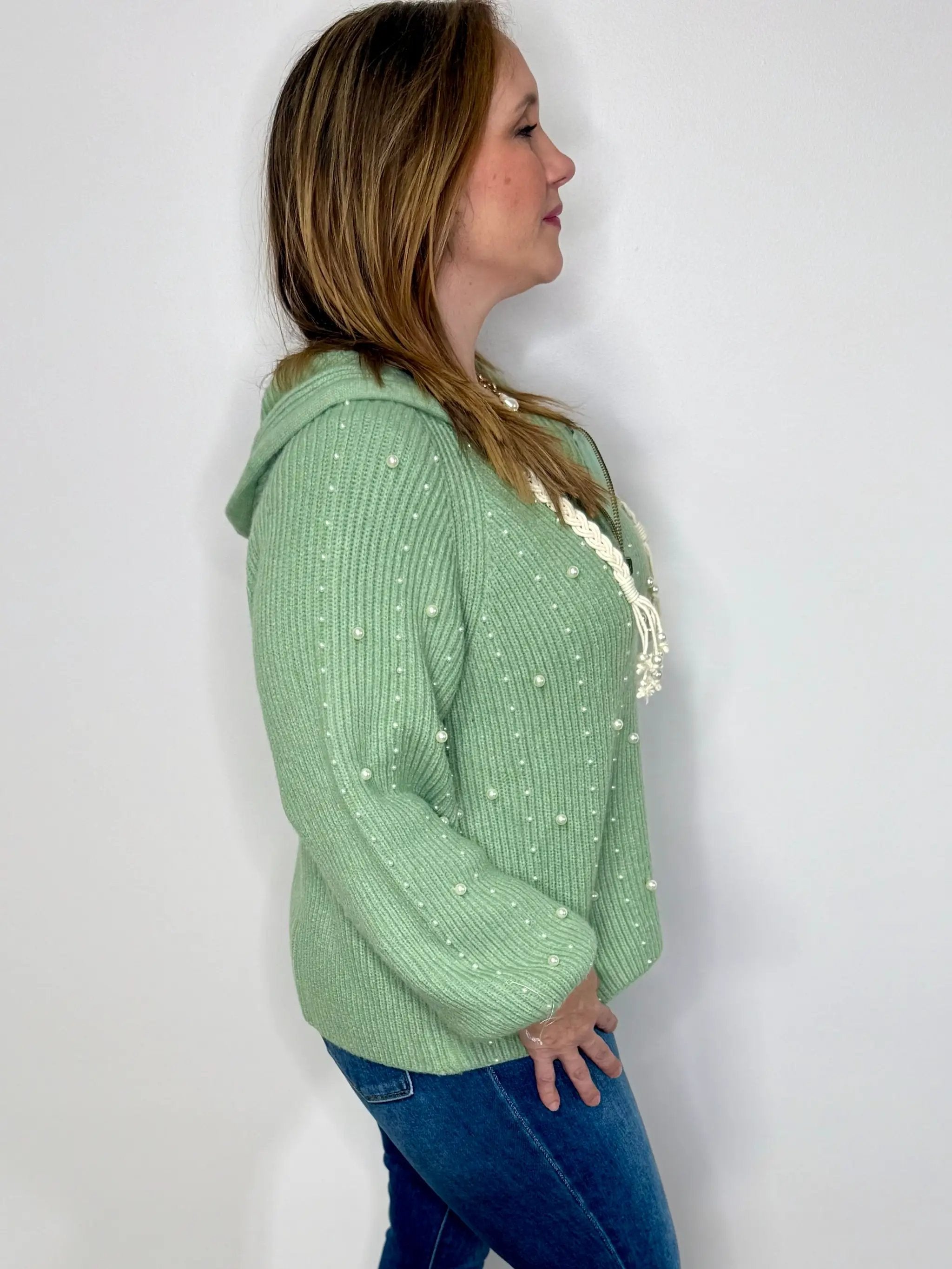 POL POL Pearl Trim Sweater Cardigan - Sweaters