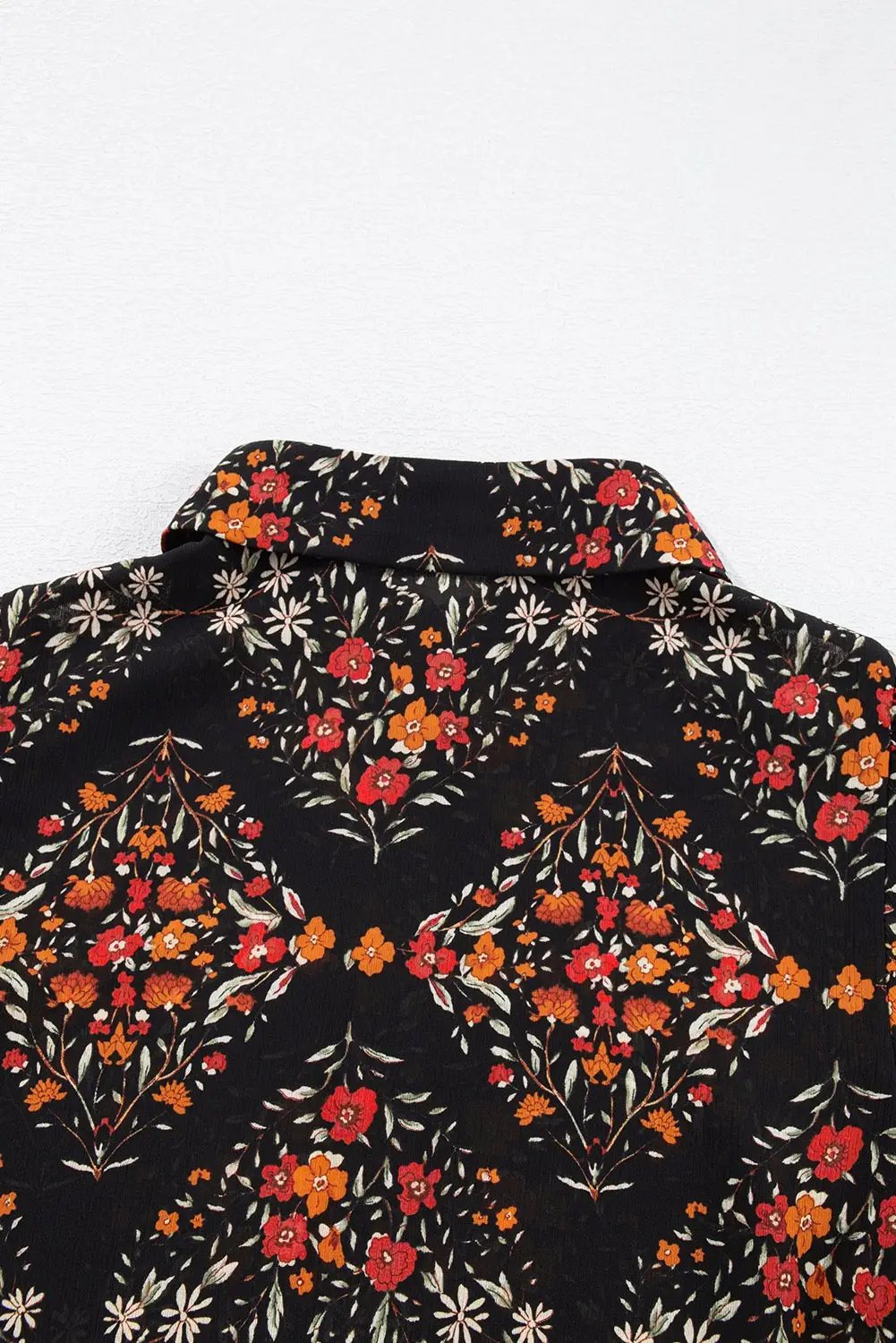 Grateful Threads Boutique Black Strawberry Aesthetic Floral Puff Sleeve Blouse - Blouses Black Strawberry Aesthetic Floral Puff Sleeve Blouse