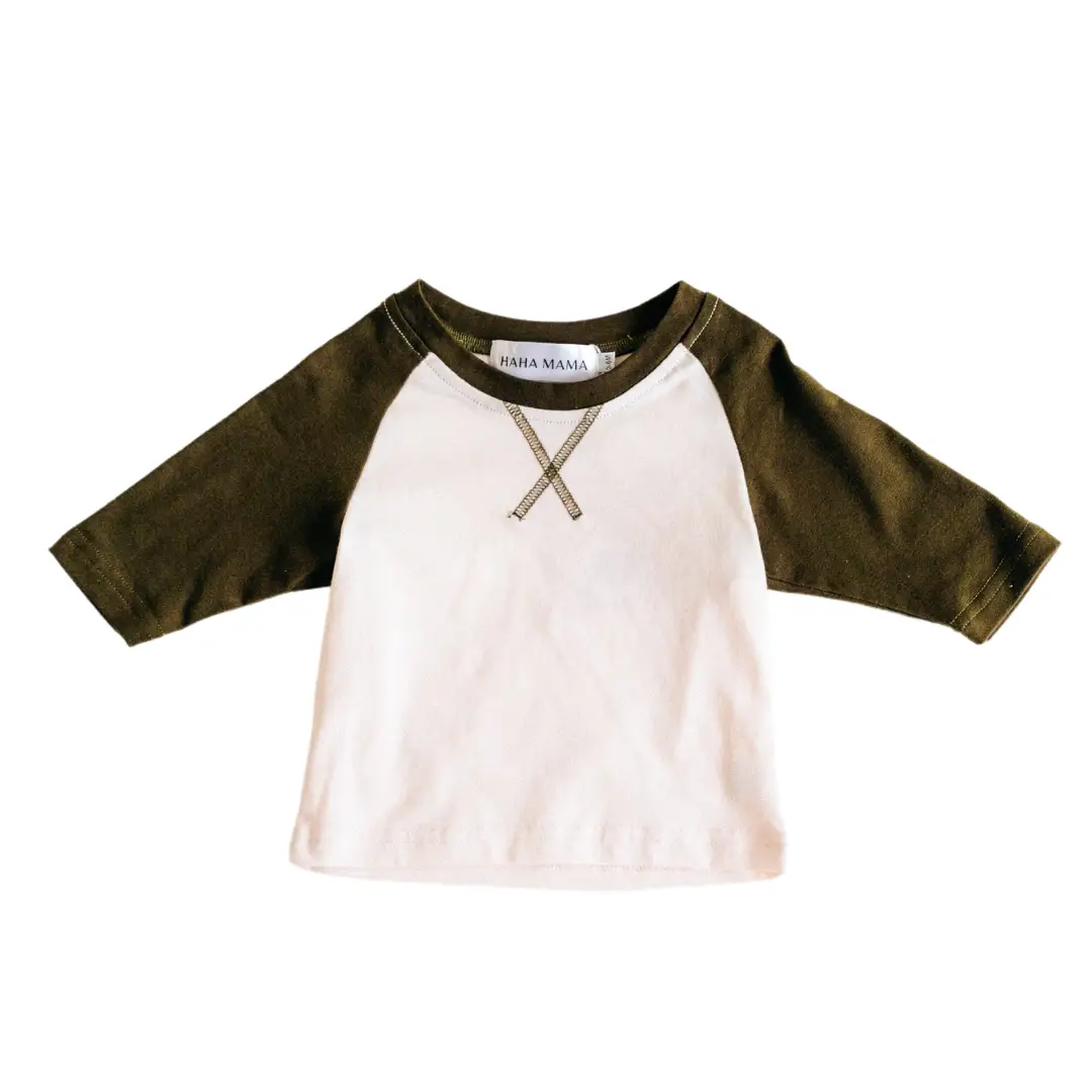 HAHA MAMA Clothing Raglan Baseball Tee Green - T-Shirts