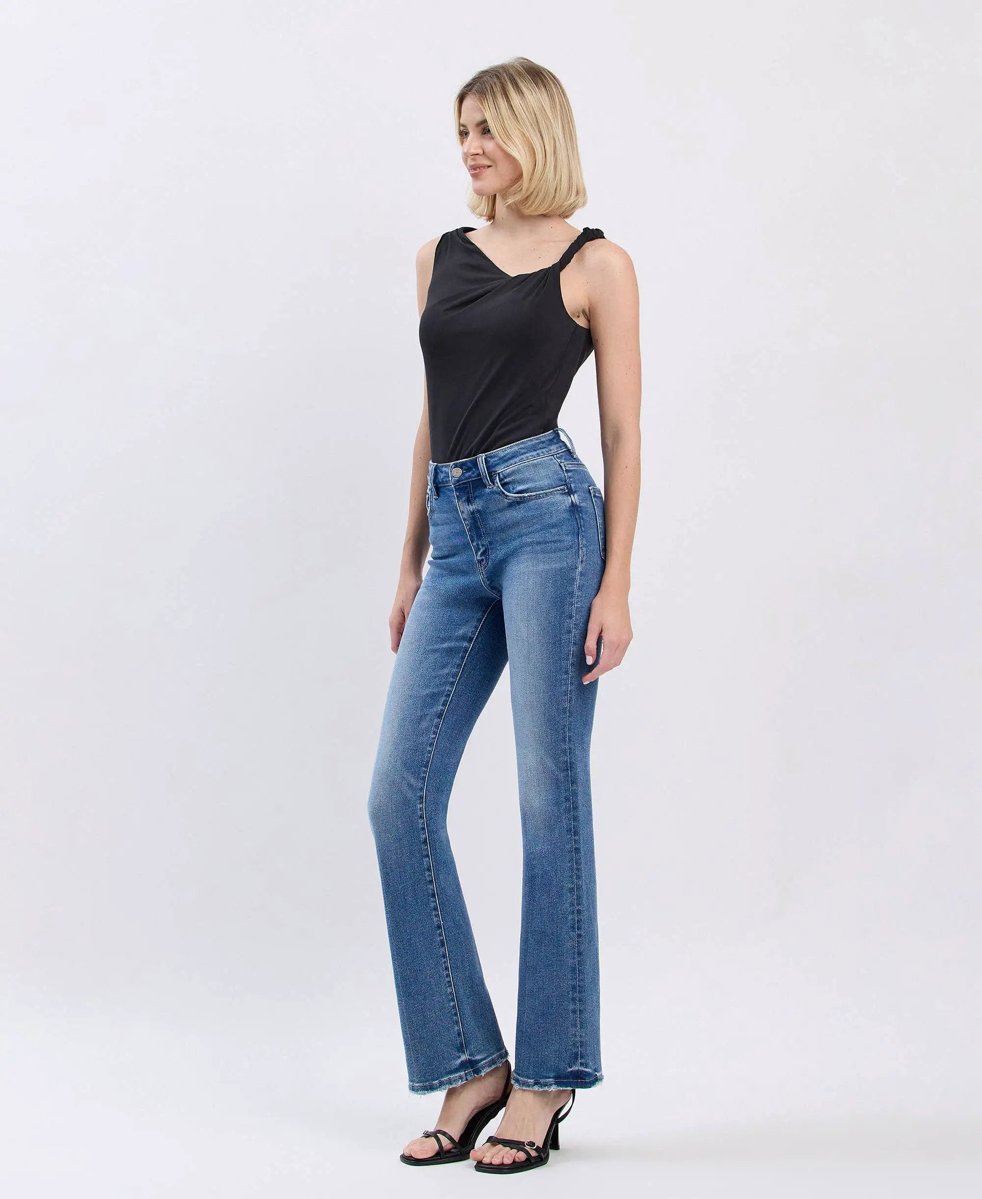 VERVET by FLYING MONKEY Vervet High Rise Full Length Bootcut Denim Jeans - Jeans