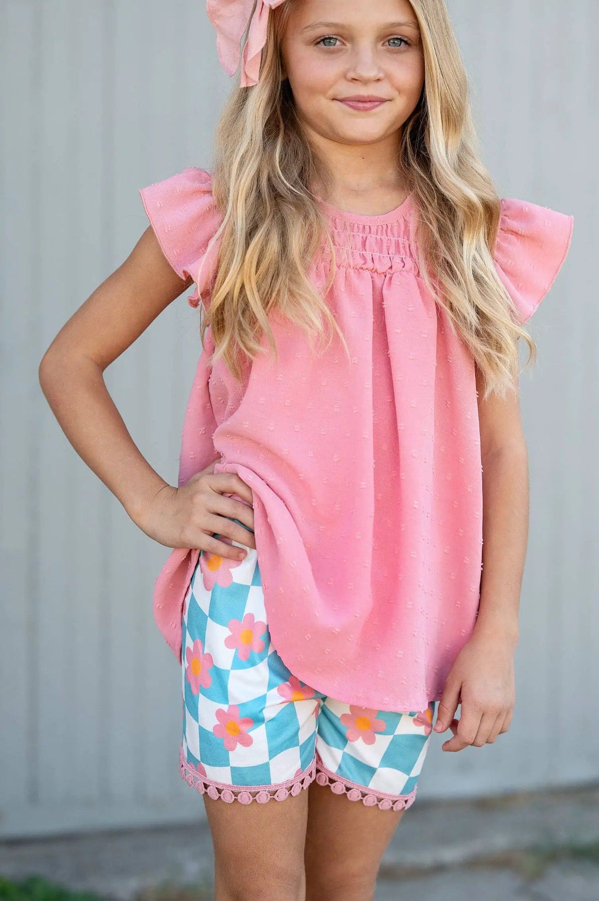 Adorable Sweetness The Pink Daisy Check Dreams Set - Outfit Sets