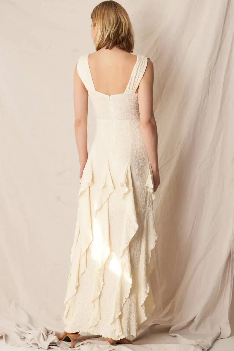 En Crème The Moonlight Waltz Maxi Dress - Dresses Ivory Sleeveless ruffle maxi dress