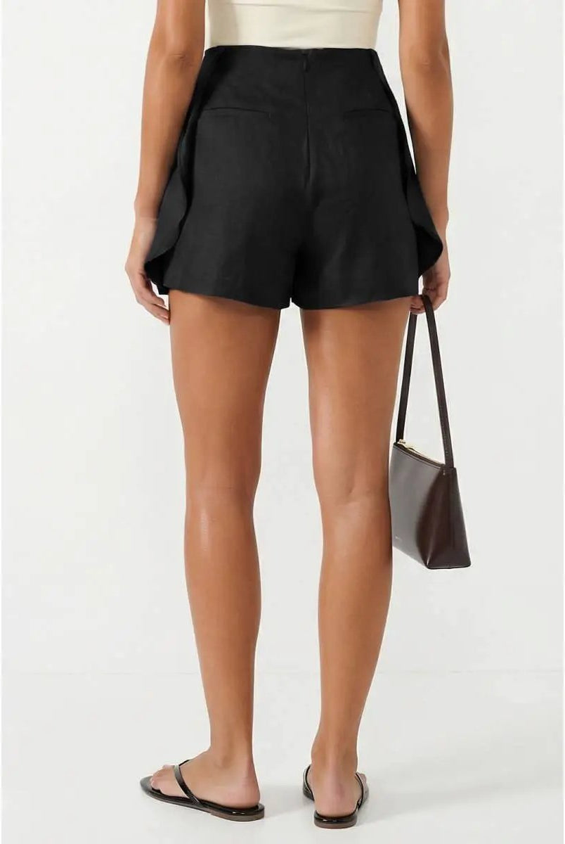Naked Zebra The Flirty Front Pleat Skort: Black - Skorts
