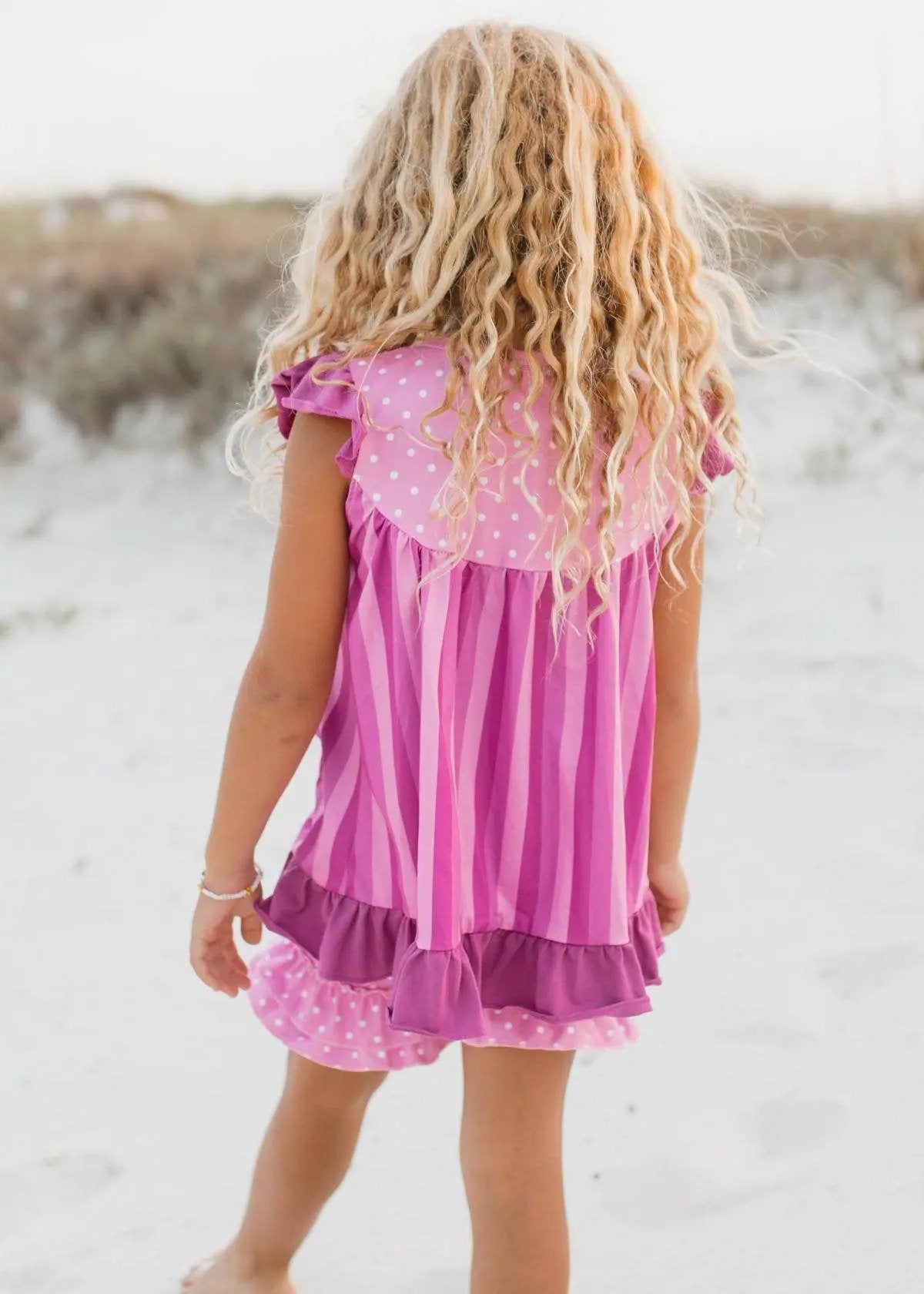 Adorable Sweetness Pink Purple Polka Dot Spring Ruffle Pocket Short Set - Uncategorized