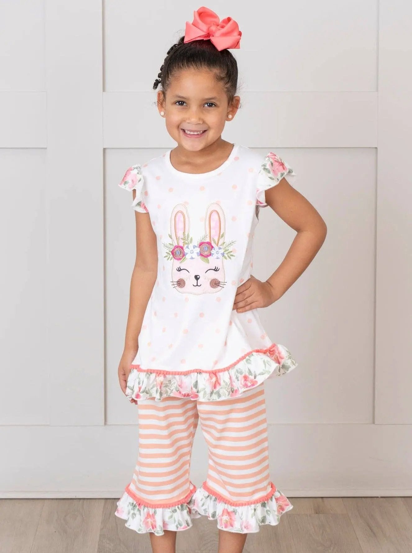 Marie Nicole Clothing The Bunny Kisses Ruffle Pants Set - Baby & Toddler Outfits