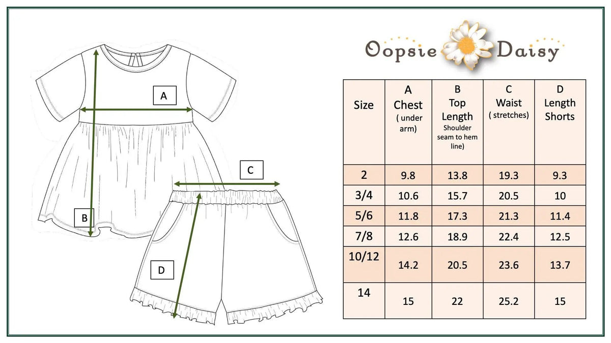Oopsie Daisy Kids Retro Daisy Check Tan Pocket Ruffle Spring Short Set - Outfit Sets