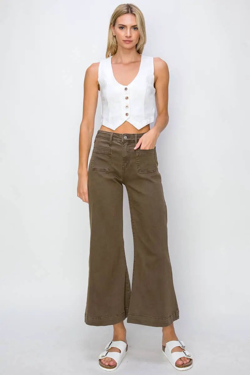 ARTEMIS VINTAGE Artemis Vintage High Rise Stretch Crop Palazzo Jeans - Jeans