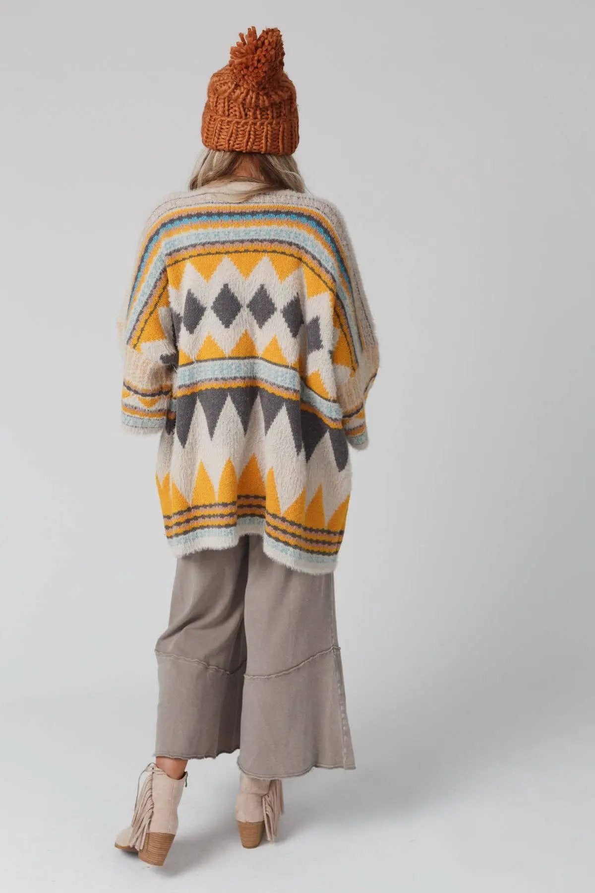 Three Bird Nest Three Bird Nest - Keep It Up Mustard Oversized Cardigan - Cardigans