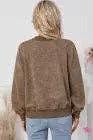 Suhkasana Mocha Brown Mineral Washed Mock Neck Crewneck Sweatshirt - Sweatshirts