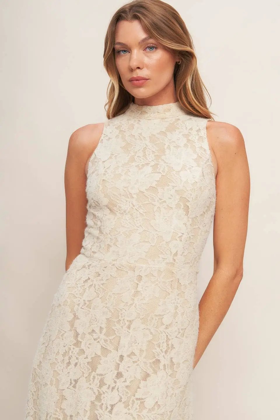 FLYING TOMATO The Soft Grace Lace Midi Dress - Dresses
