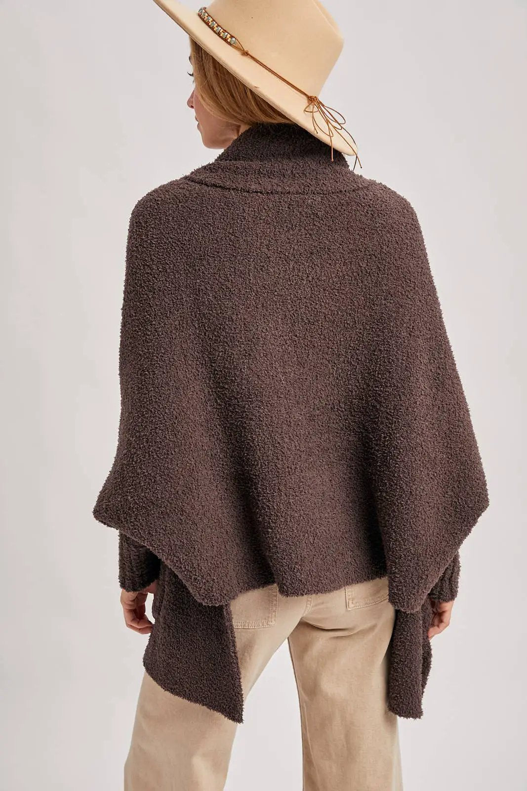 Bluivy Bluivy - Midnight Mocha Luxe Wrap Bouclé Cardigan - Cardigans