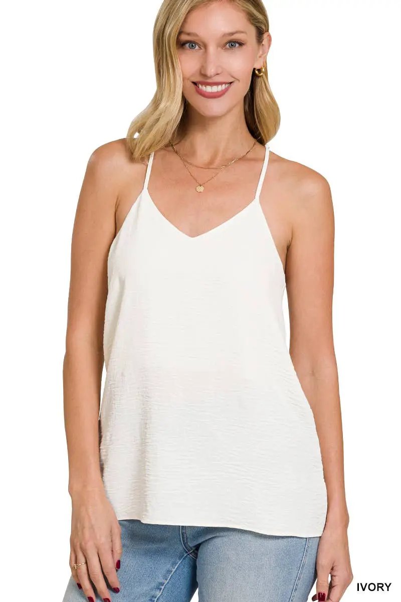 Zenana Zenana Adjustable Strap V-Neck Cami Top - Camisoles Adjustable strap v neck cami top