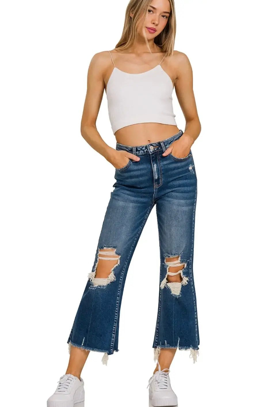 Zenana The Weekend Rebel Kick Flare Jeans - Jeans