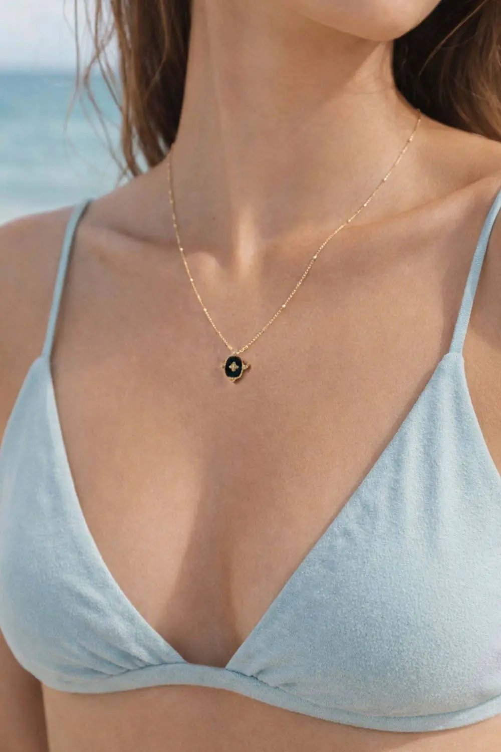 Panache Apparel Co. The Vintage Luxe Gold Necklace with Black & Gold Pendant - Necklaces