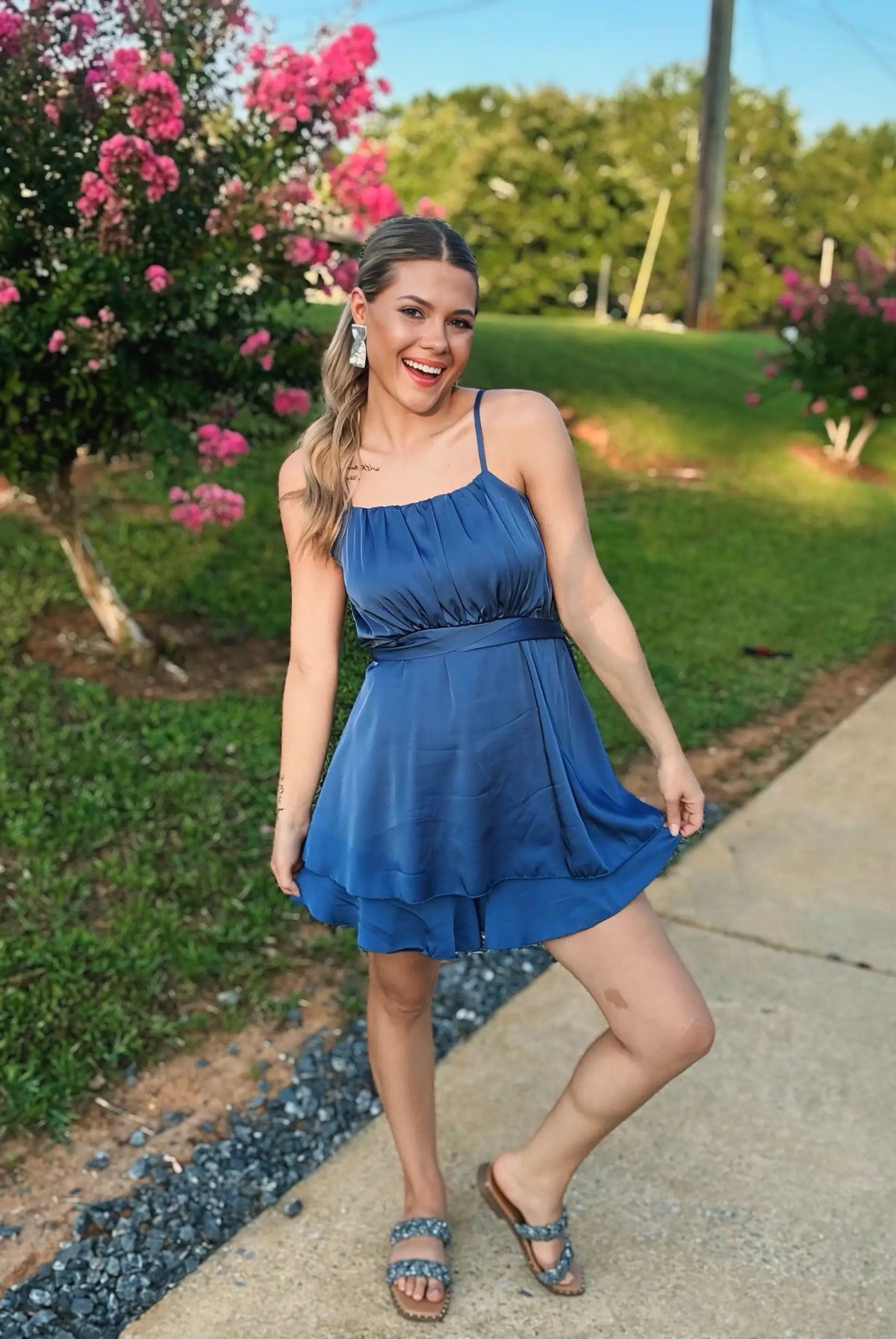 Supreme Fashion Draped in Dreams Romper - One-Pieces Draped in Dreams Romper - Blue