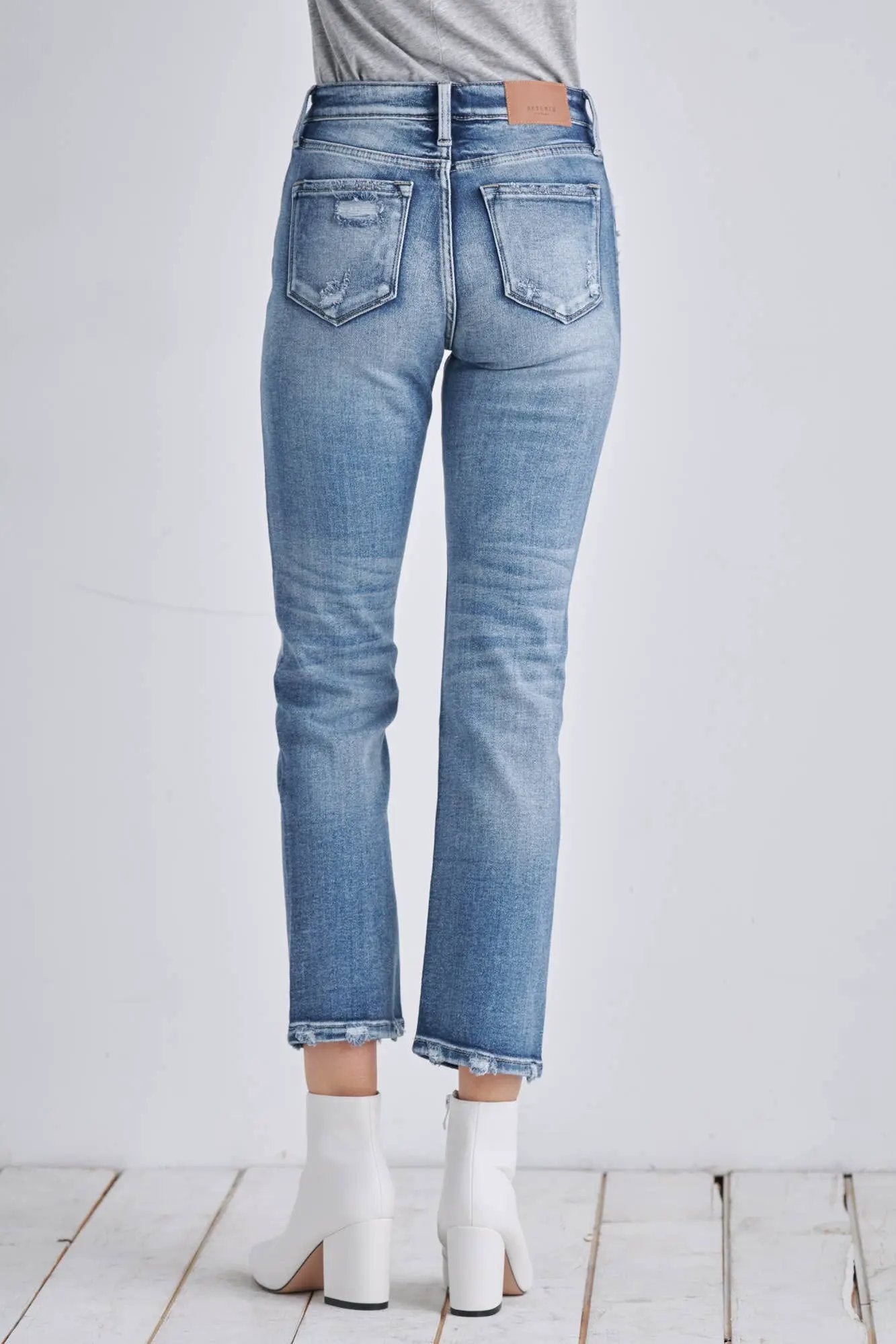 ARTEMIS VINTAGE Artemis Vintage “Everyday Edge” High Rise Distressed Crop Straight Jeans - Jeans