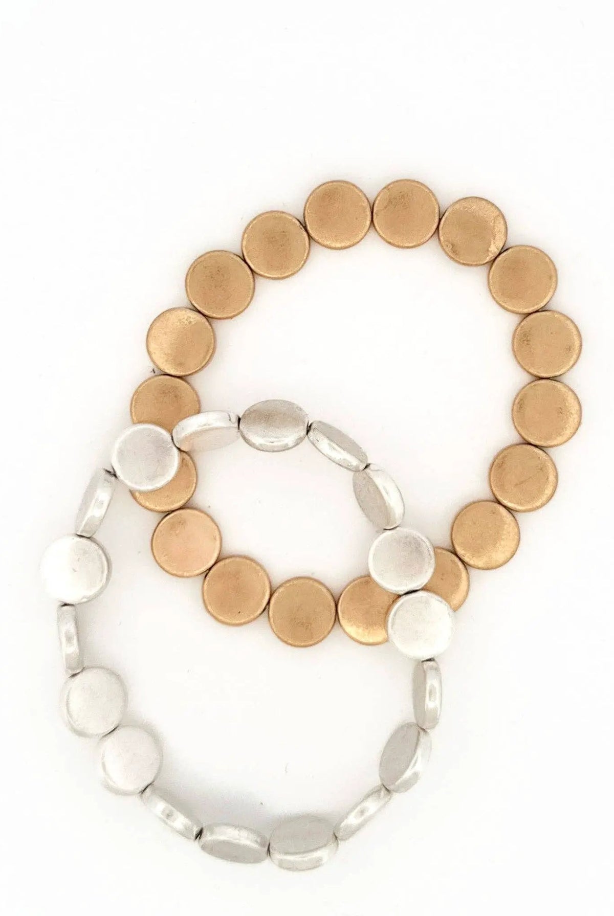 Nette Road Wholesale Disk Bracelet: Brushed Silver or Brushed Gold - Bracelets