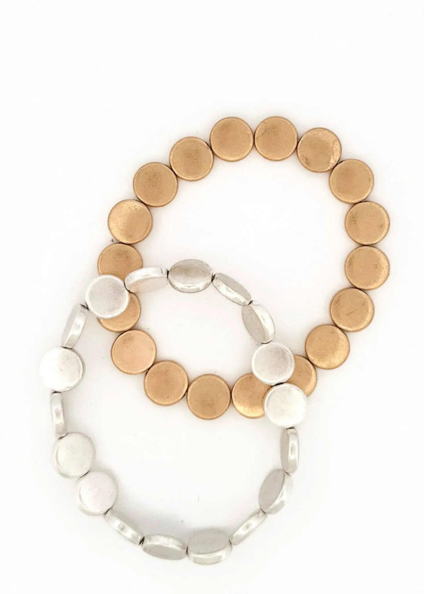 Nette Road Wholesale Disk Bracelet: Brushed Silver or Brushed Gold - Bracelets