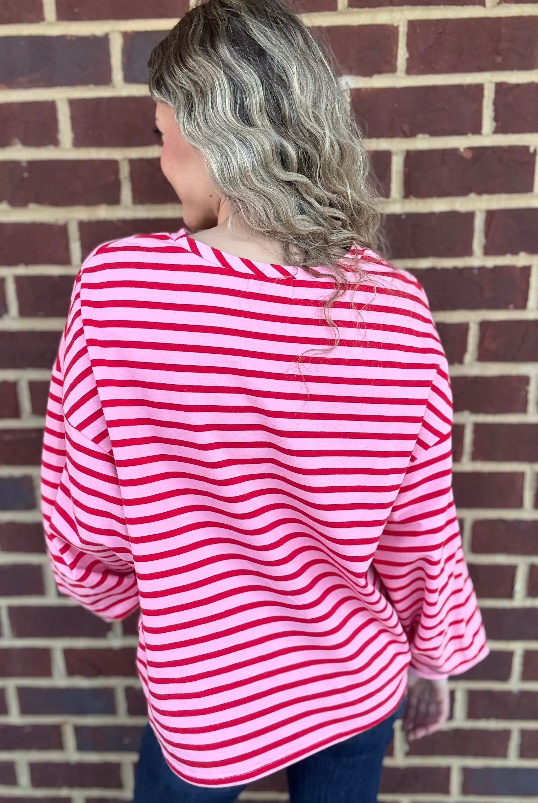 Grateful Threads Boutique Pink Lemonade Ballon Sleeve Pullover - Sweatshirts