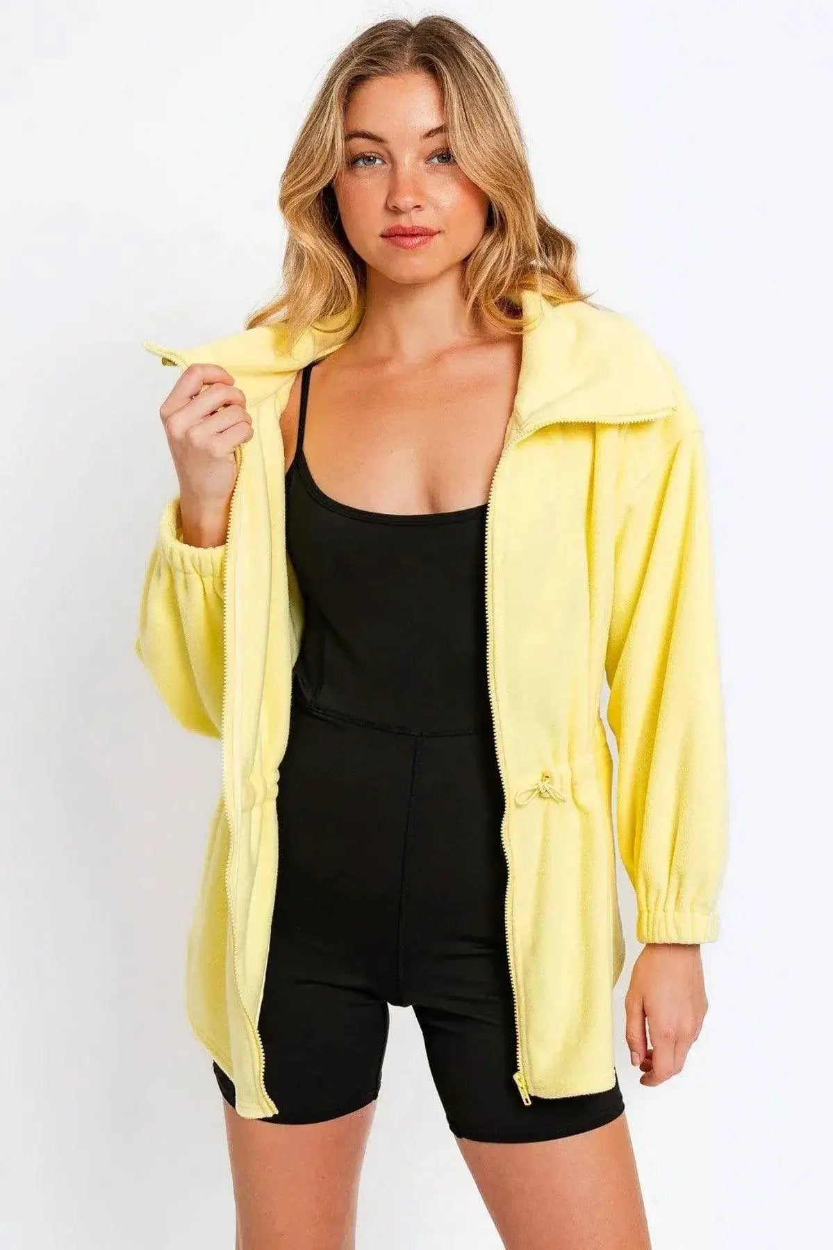Le Lis Lemon Yellow Soft Fleece Jacket - Coats & Jackets