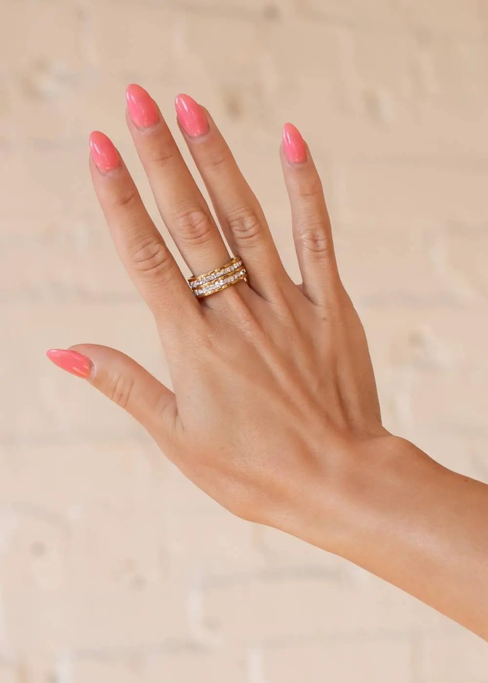 Panache Apparel Co. The Luxe Gold Rhinestone Stacked Ring - Rings