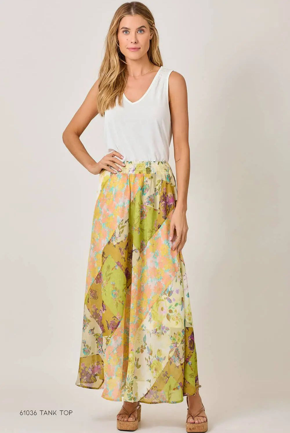 Mystree The Floral Mixed Print Skirt: Citron Mix - Skirts