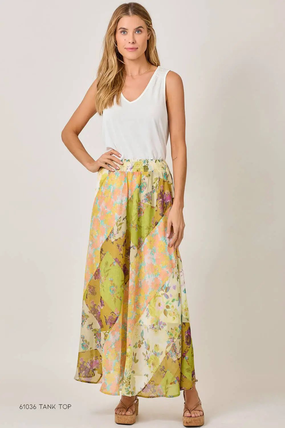 Mystree The Floral Mixed Print Skirt: Citron Mix - Skirts