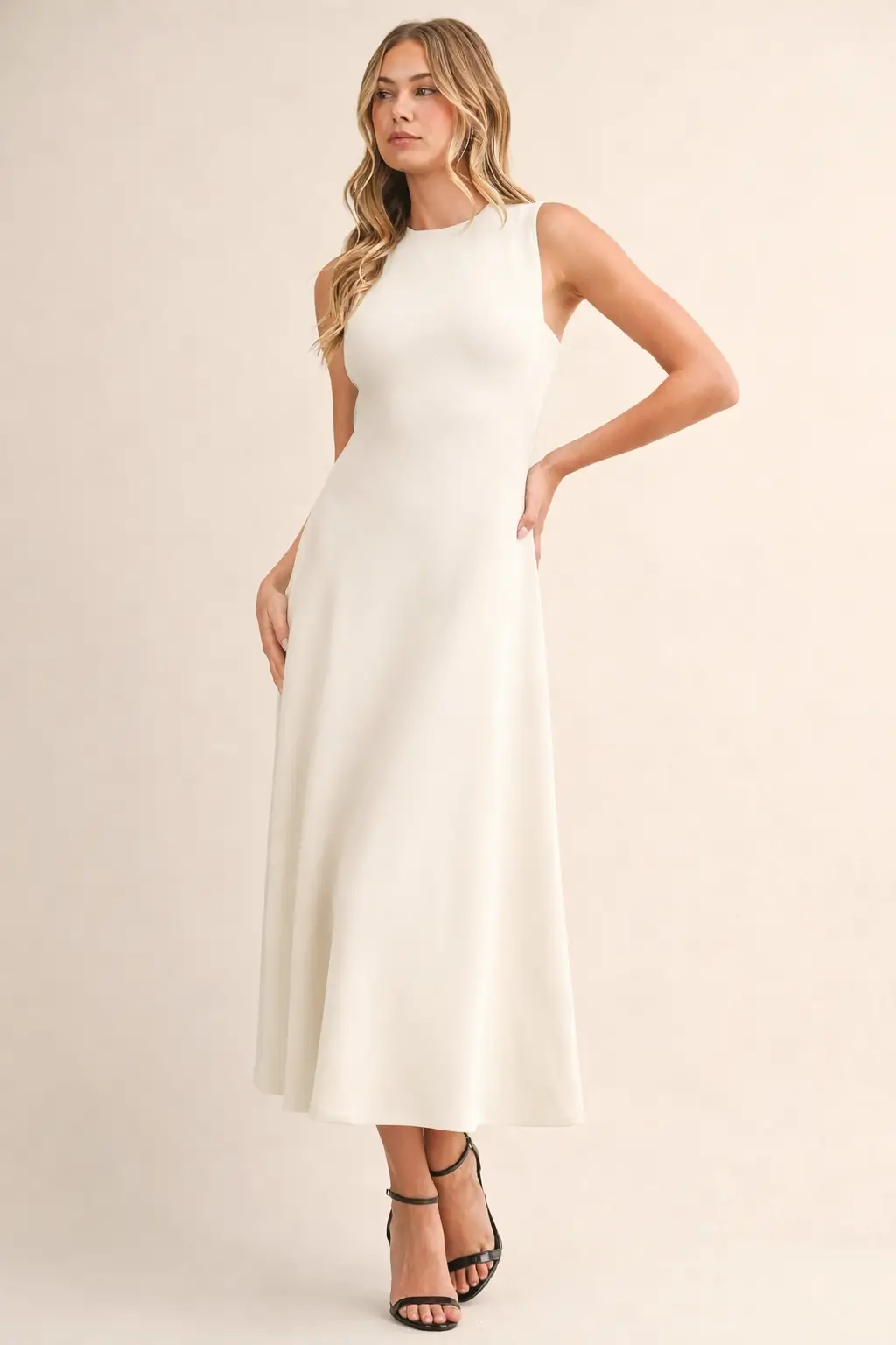 Klesis Simply Stunning Keyhole Midi Dress – Ivory - Dresses dress