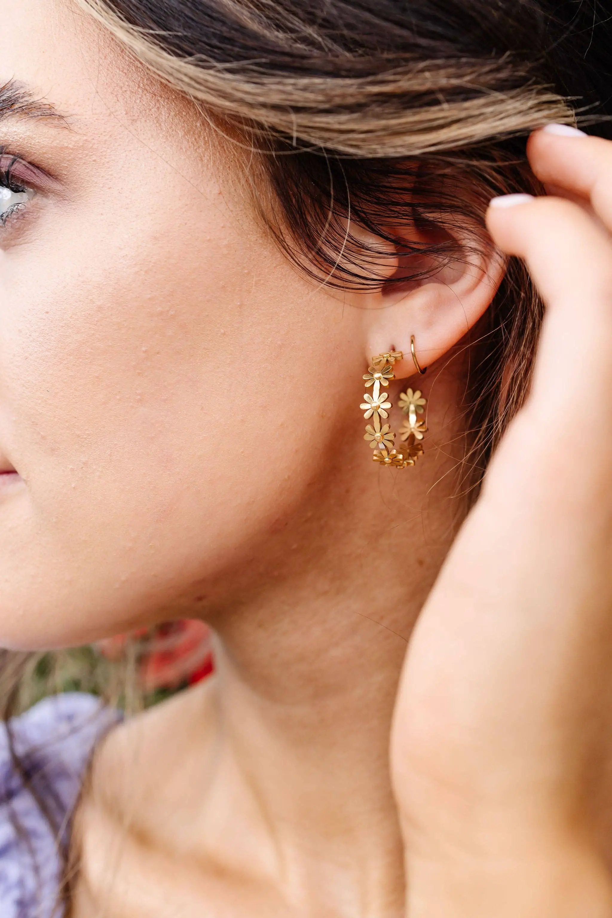 Shop ANDi Gold Daisy Hoops - Hypoallergenic - Earrings