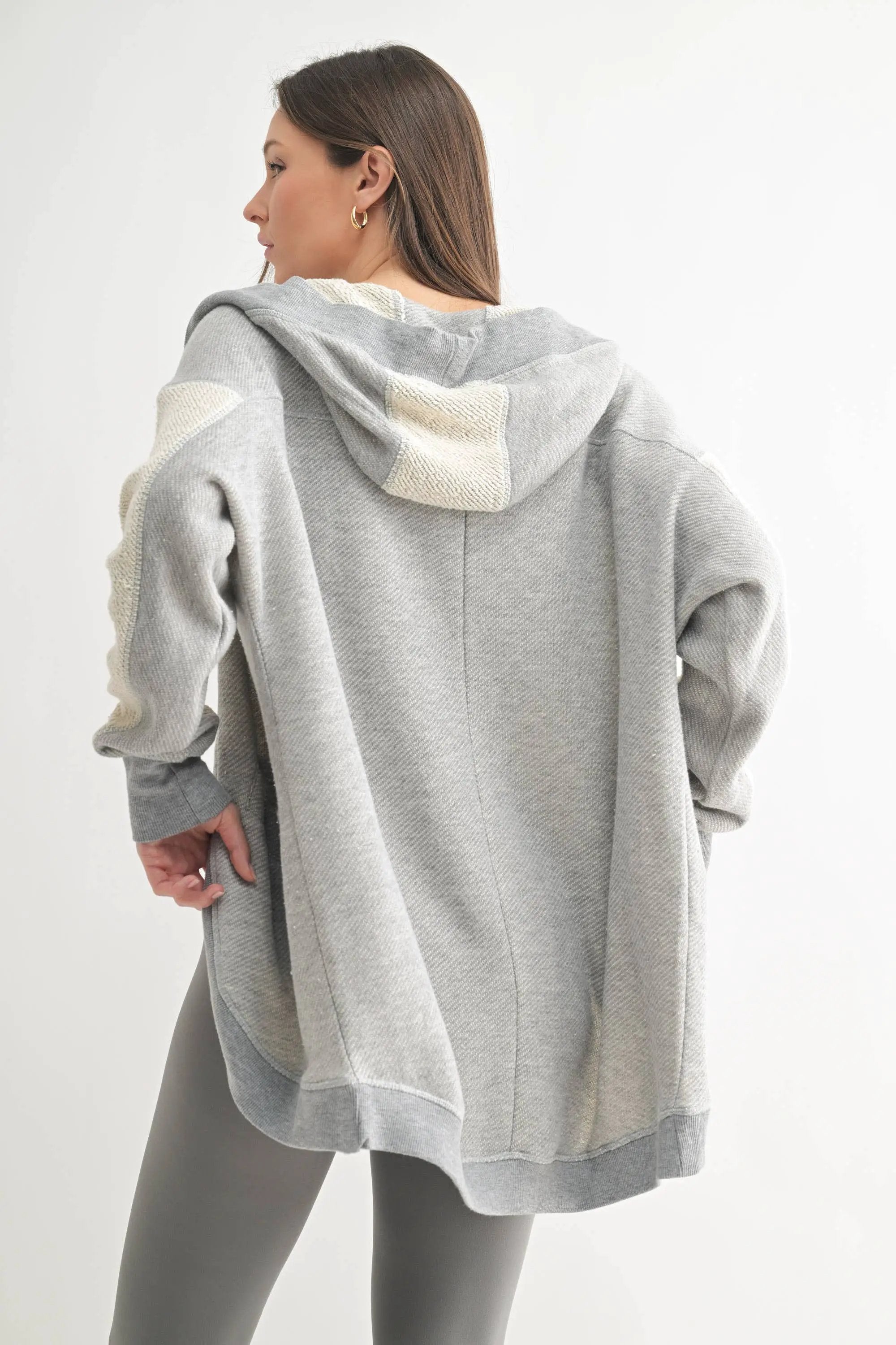 Mono B Mono B - Driftwood Hooded Cardigan in Heather Grey - Cardigans Mono B - Driftwood Hooded Cardigan