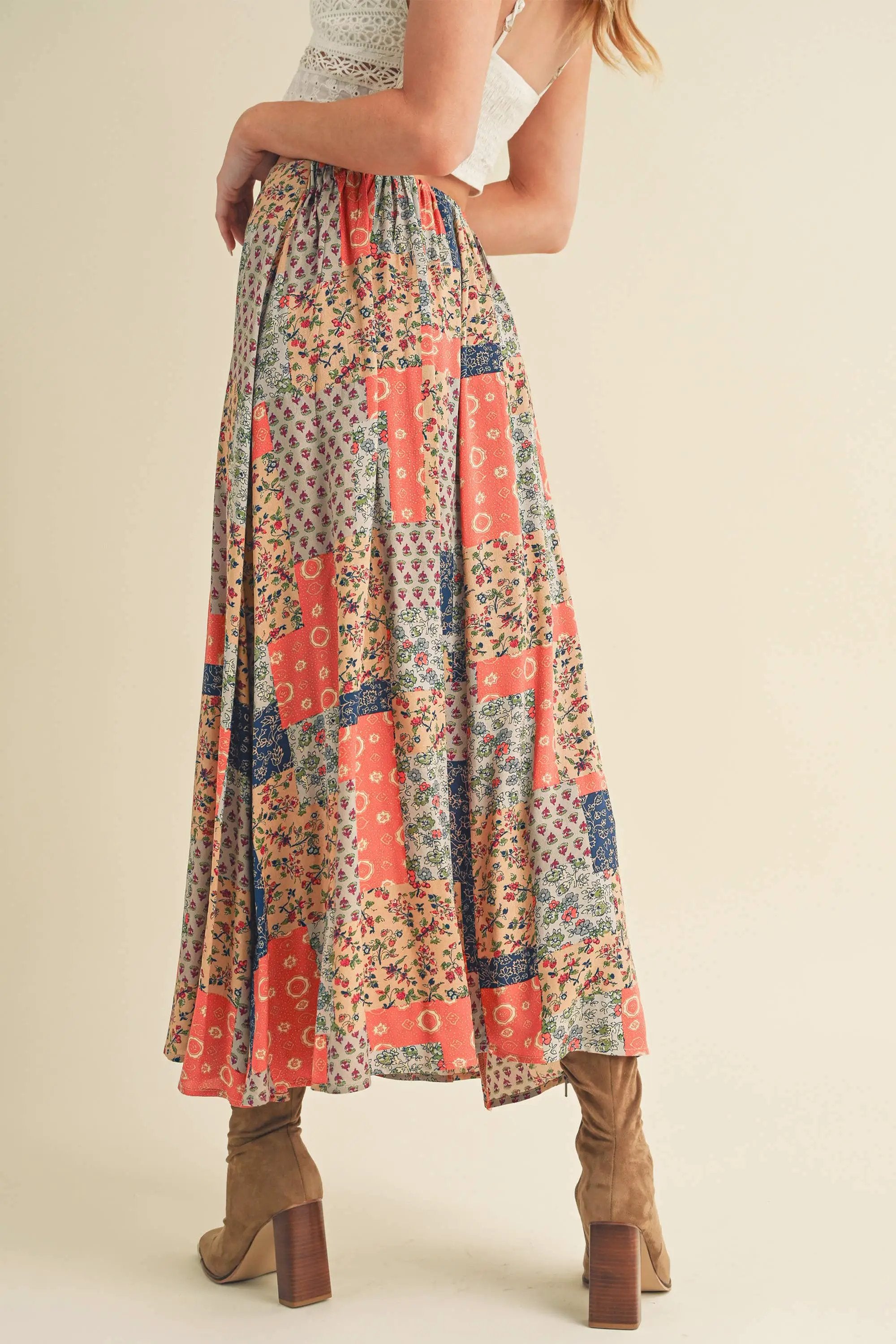 AEMI + CO AEMI + CO - Bradyn Print Skirt: Tan/Orange - Skirts