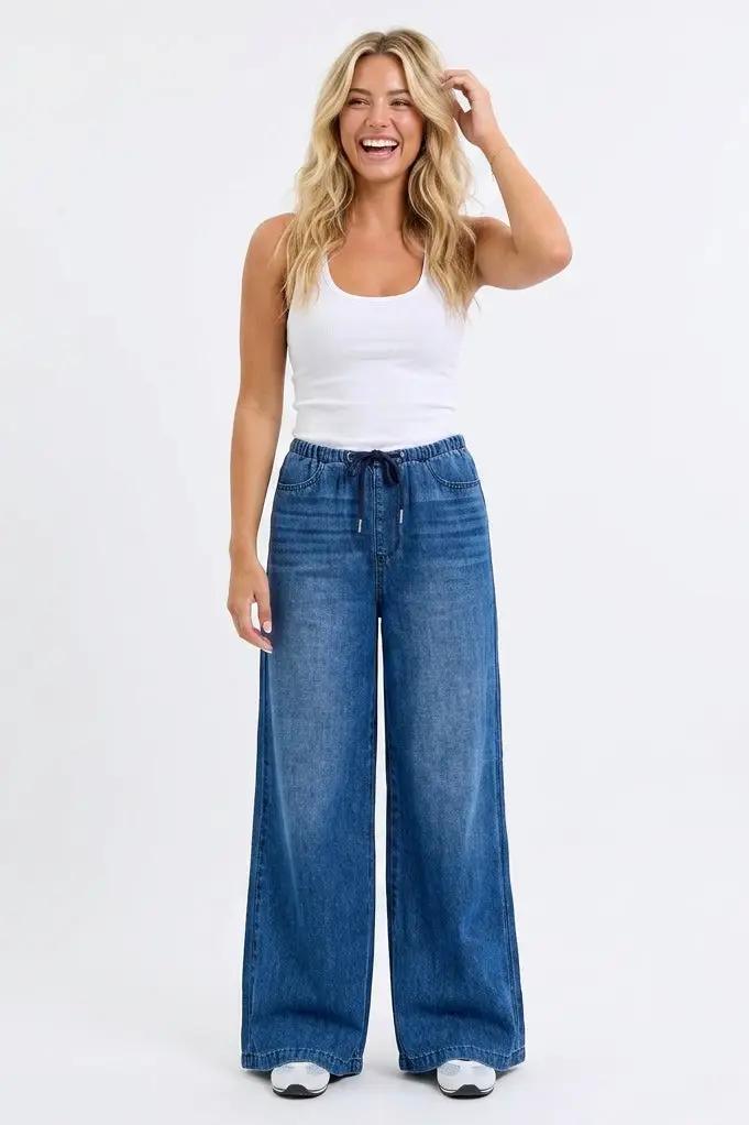 Judy Blue The Easy Breezy High Waist Featherweight Palazzo Pants - Jeans