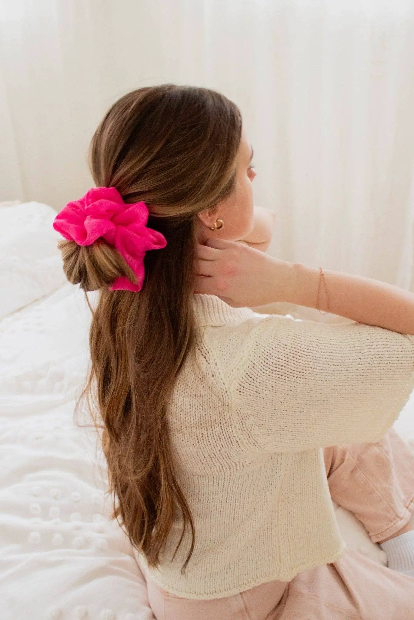Shop ANDi The French Fuchsia Jumbo Scrunchie - Ponytail Holders
