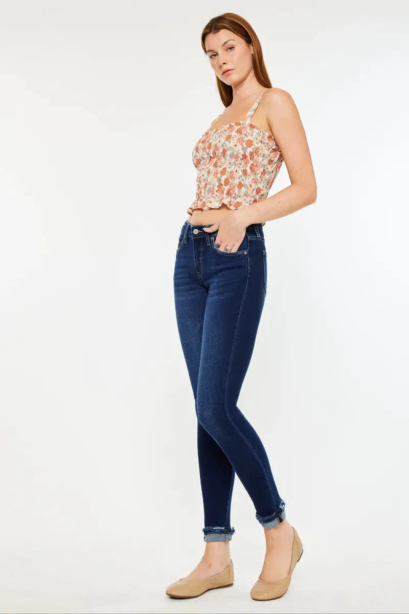 KanCan KanCan Kennedy Mid Rise Ankle Skinny Jeans – Dark Wash - Jeans Kancan midrise skinny
