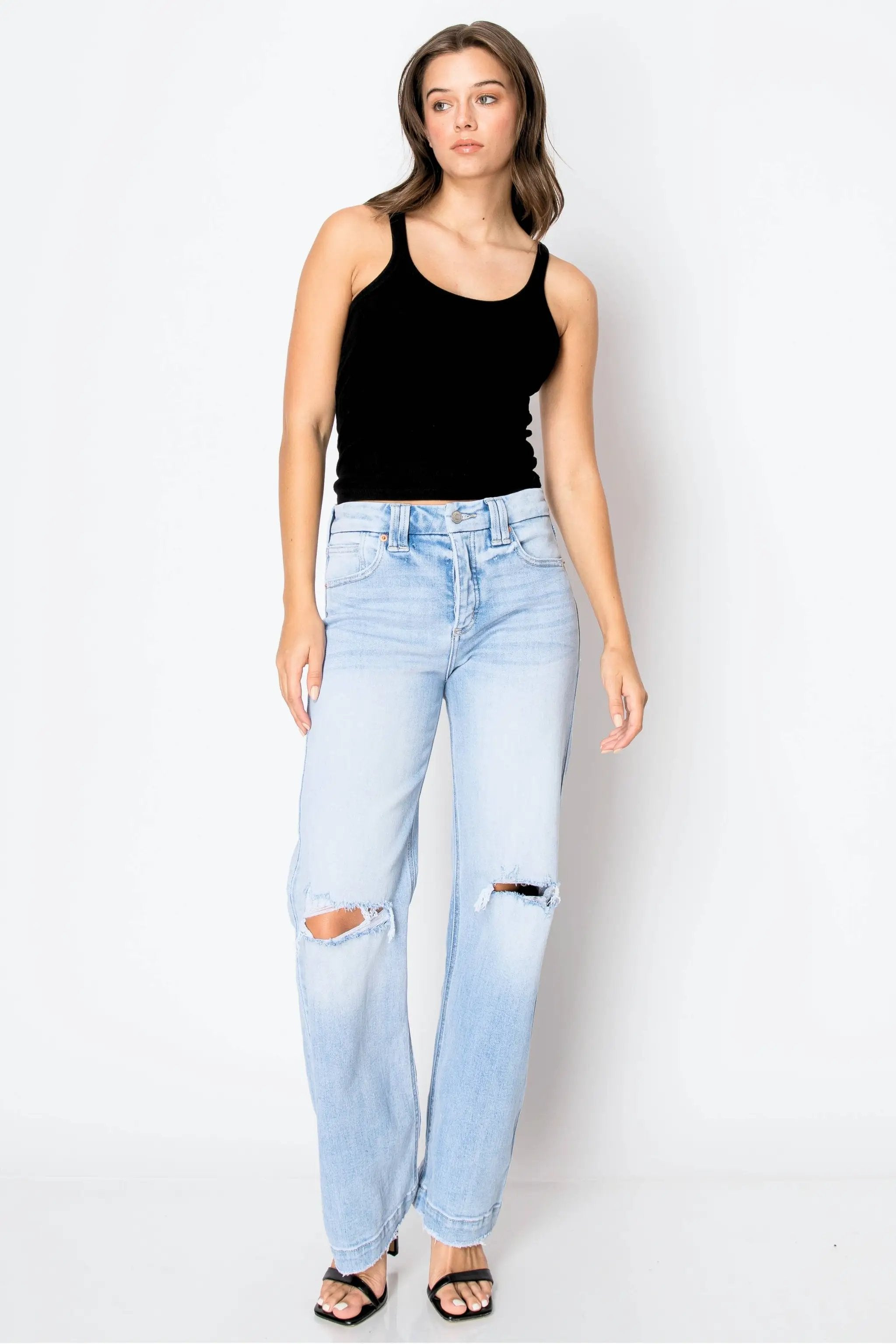 ARTEMIS VINTAGE ARTEMIS VINTAGE - Sculpt & Straight Tummy Control Light Wash Distressed Jeans - Jeans