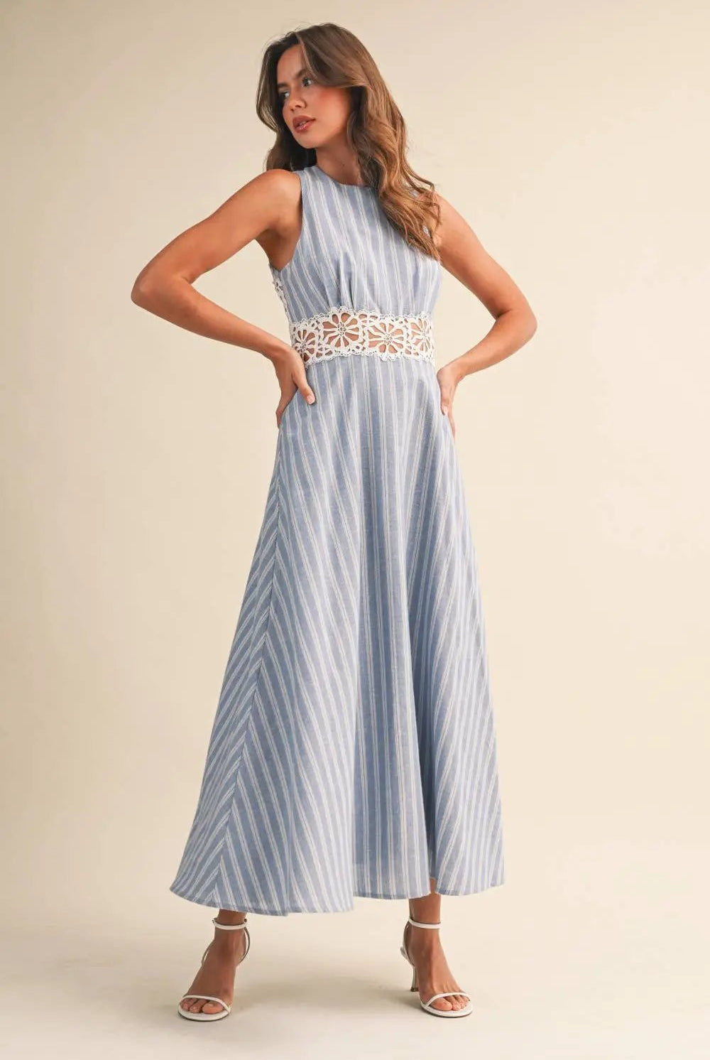 Klesis The Harbor Breeze Lace Cutout Midi Dress - Dresses