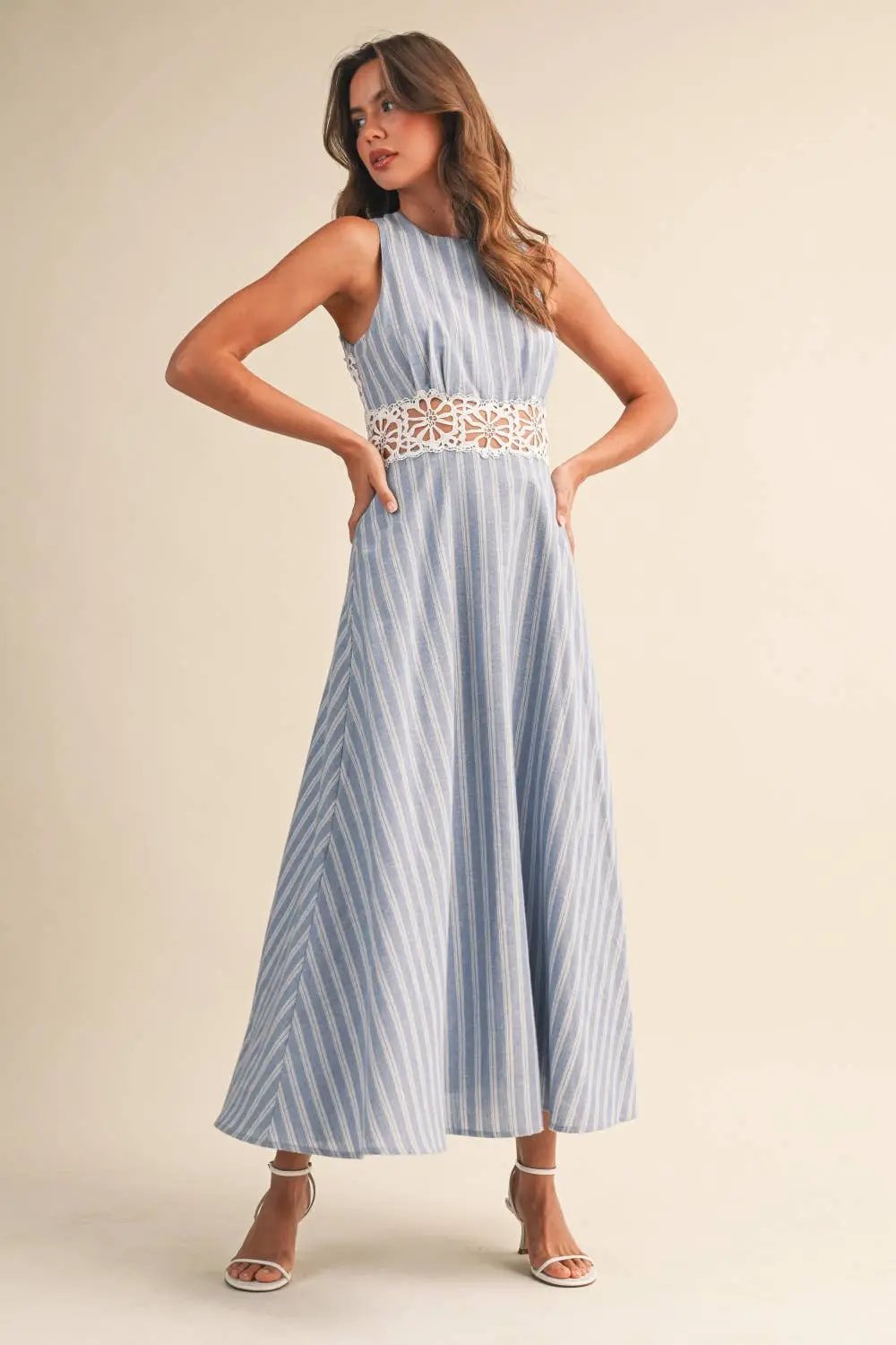 Klesis The Harbor Breeze Lace Cutout Midi Dress - Dresses