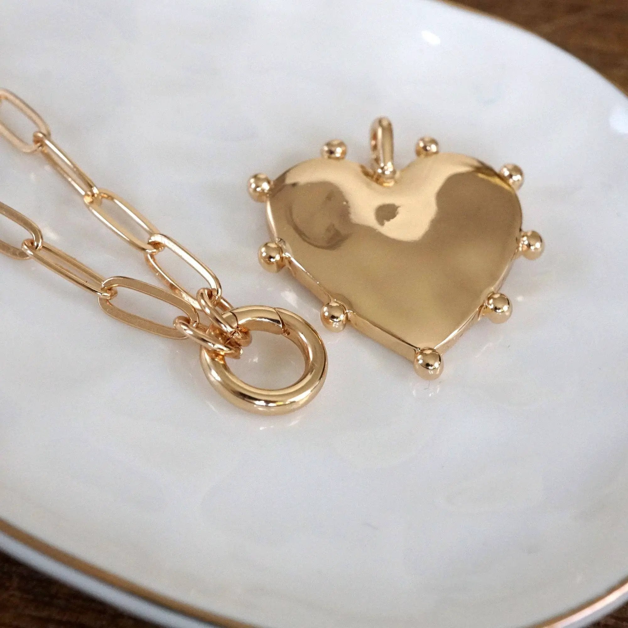 PennyLine inc The Rugged Heart Gold Paperclip Necklace - Jewelry modern spiky heart paperclip necklace