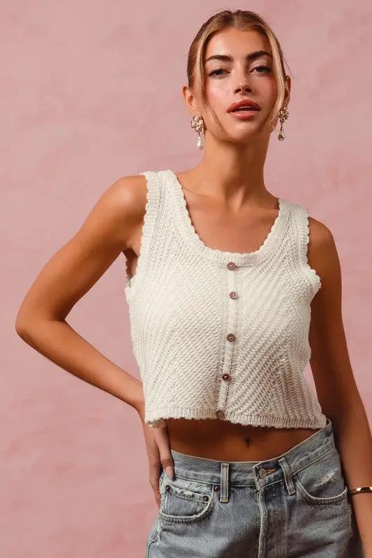 So Me Summer Breeze Chevron Knit Tank - Tank Tops chevron pattern lightweight tank top