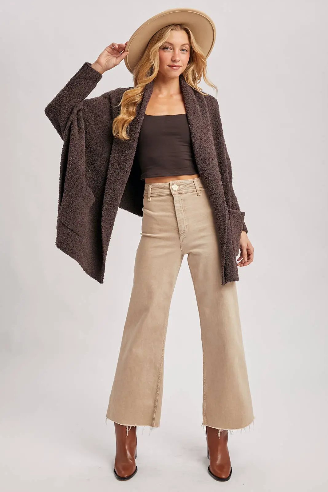 Bluivy Bluivy - Midnight Mocha Luxe Wrap Bouclé Cardigan - Cardigans