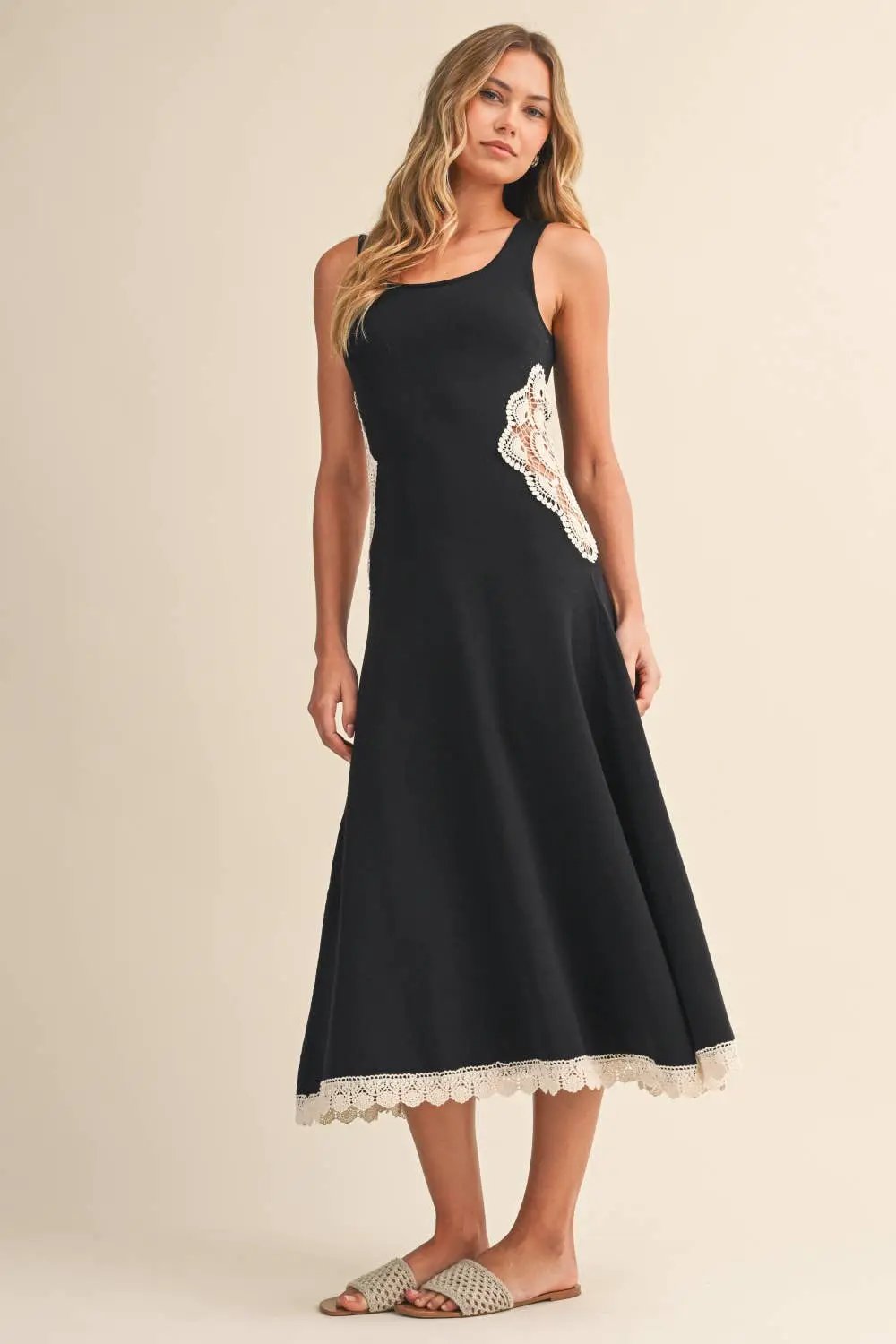 Klesis The Nightspell Crochet Panel Flare Dress - Dresses
