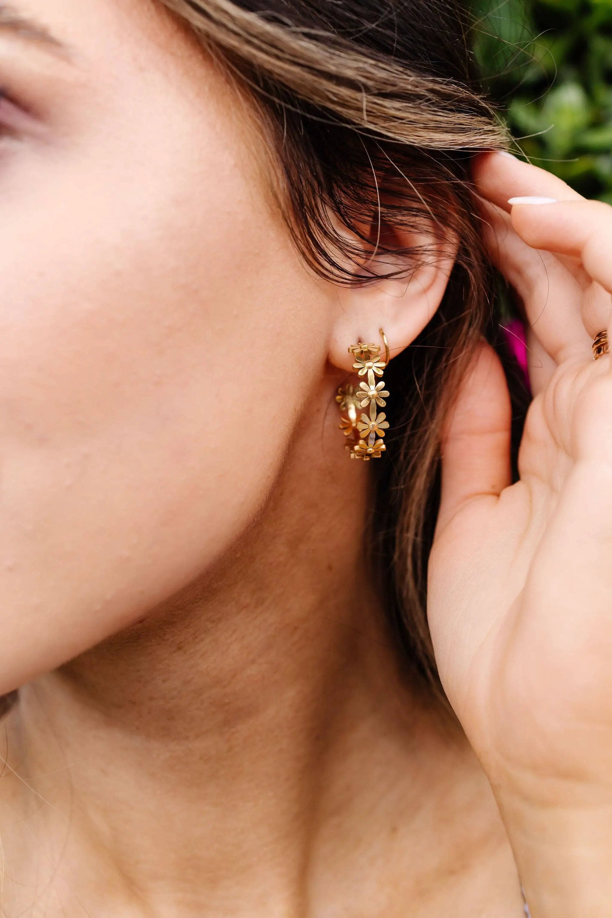 Shop ANDi Gold Daisy Hoops - Hypoallergenic - Earrings