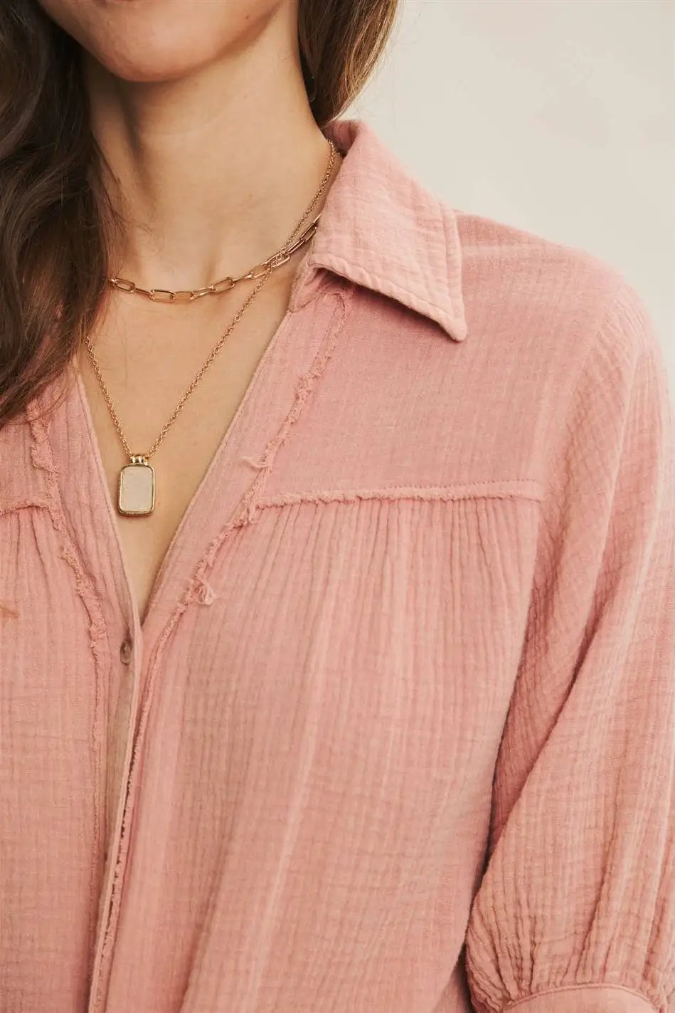 in february The Mineral-Washed Cotton Gauze Button-Down: Salmon - Shirts