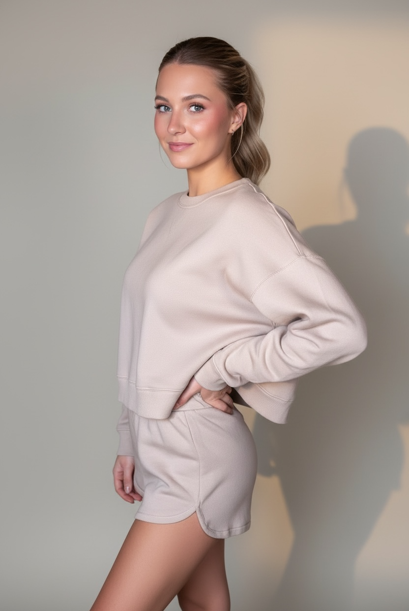 Zenana The Cloud Nine Fleece Lounge Set by Zenana - Outfit Sets Zenana Fleece Long Sleeve Sweatshirts & Shorts Set