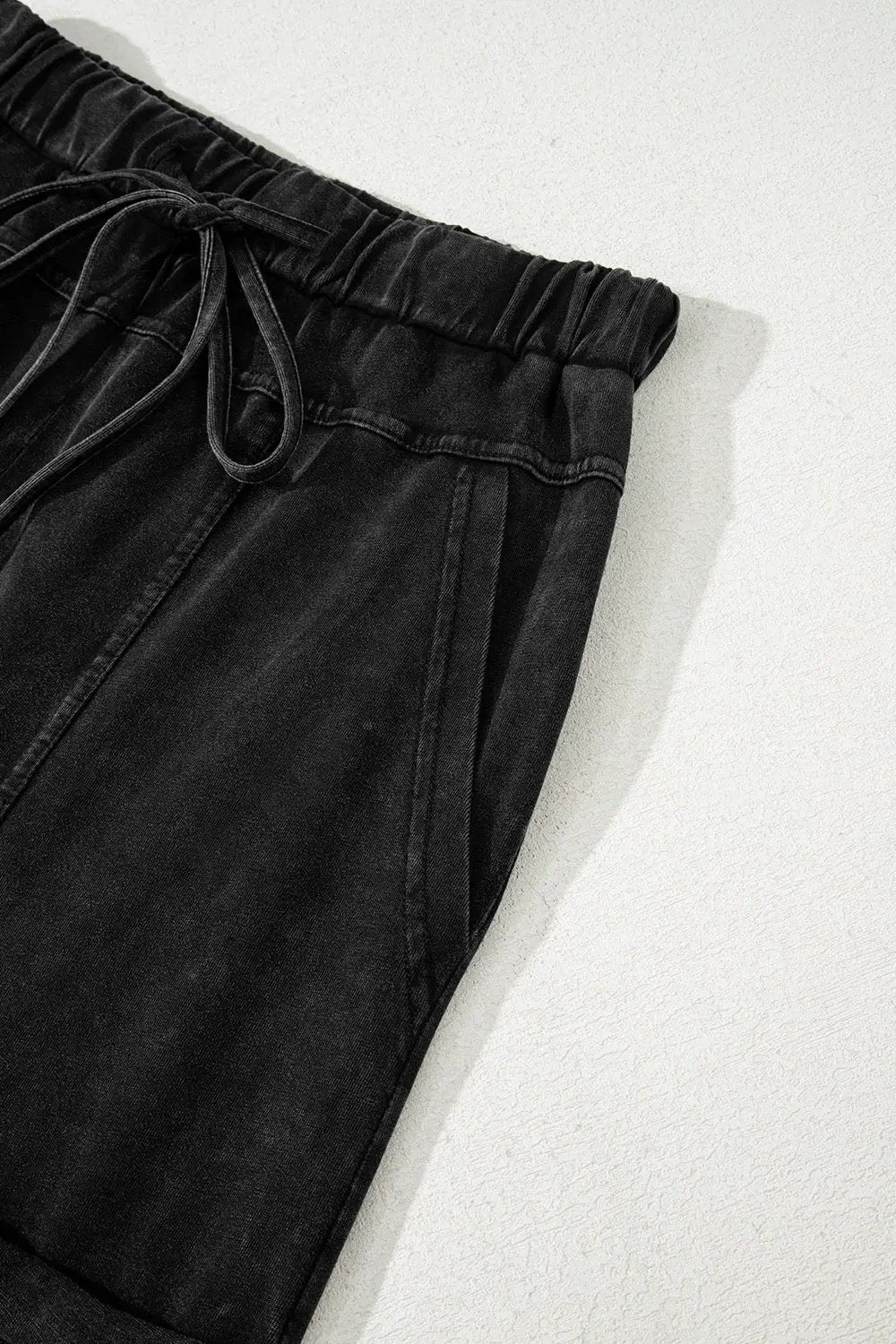Grateful Threads Boutique Black Mineral Wash Exposed Seam Wide Leg Cargo Pants - Trousers Black Mineral Wash Exposed Seam Wide Leg Cargo Pants